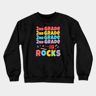 2nd Grade Rocks 1st Day Of School Back to School Guitar Crewneck Sweatshirt